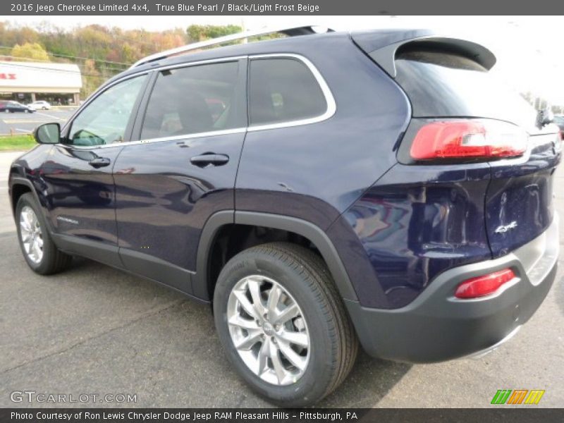 True Blue Pearl / Black/Light Frost Beige 2016 Jeep Cherokee Limited 4x4