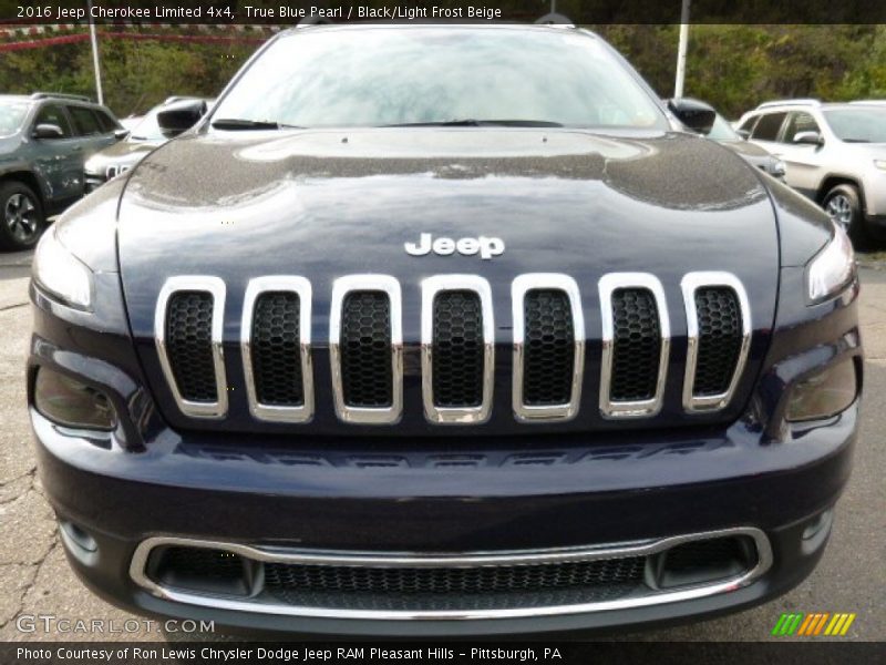 True Blue Pearl / Black/Light Frost Beige 2016 Jeep Cherokee Limited 4x4