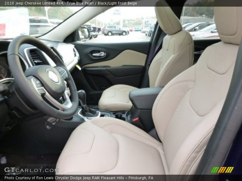 True Blue Pearl / Black/Light Frost Beige 2016 Jeep Cherokee Limited 4x4