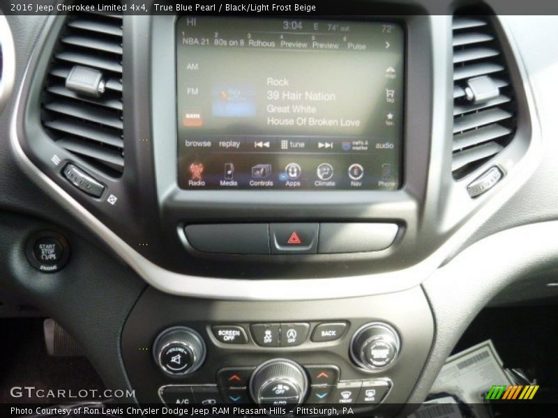 True Blue Pearl / Black/Light Frost Beige 2016 Jeep Cherokee Limited 4x4
