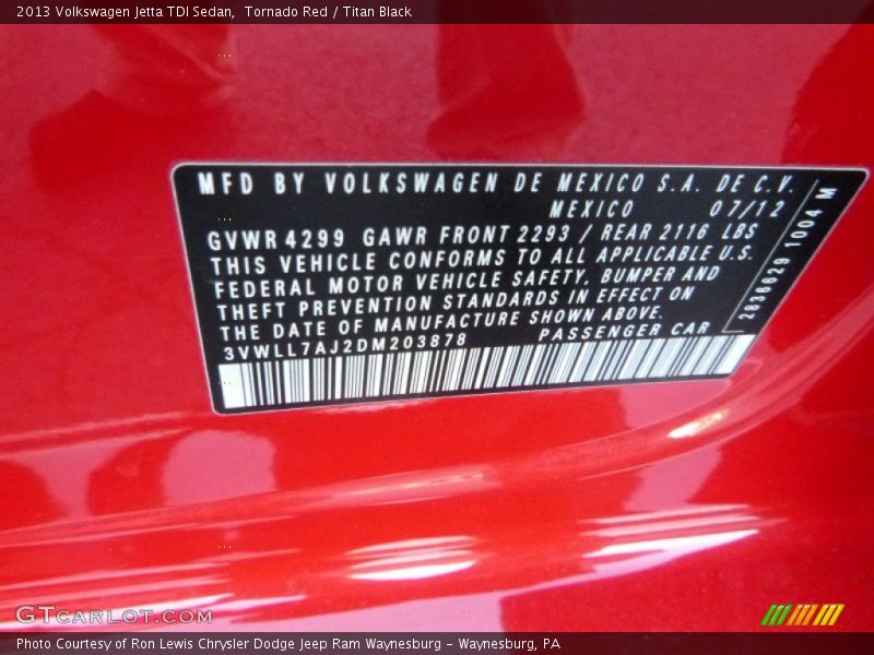Tornado Red / Titan Black 2013 Volkswagen Jetta TDI Sedan