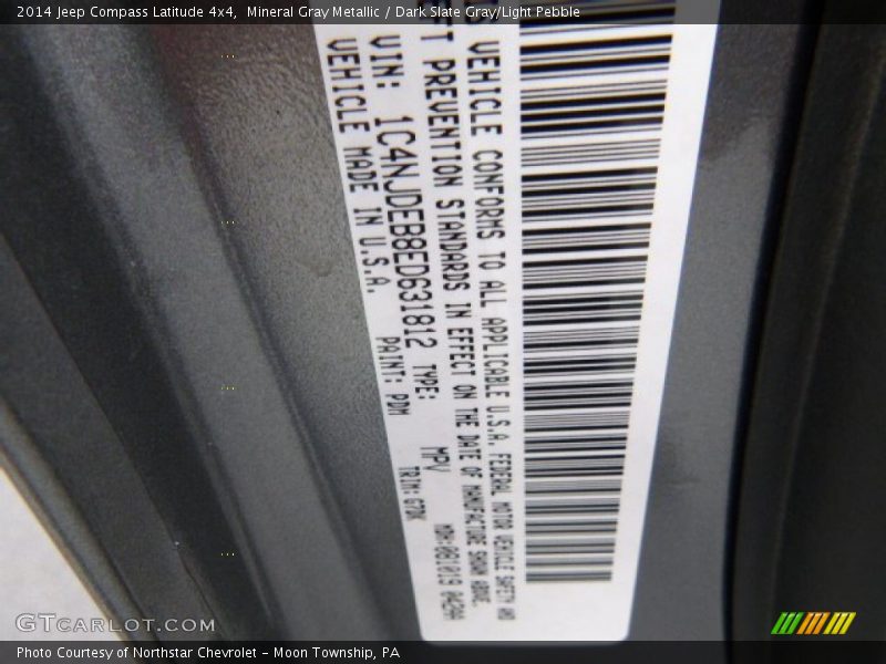 Mineral Gray Metallic / Dark Slate Gray/Light Pebble 2014 Jeep Compass Latitude 4x4