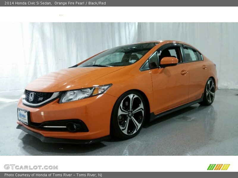 Orange Fire Pearl / Black/Red 2014 Honda Civic Si Sedan