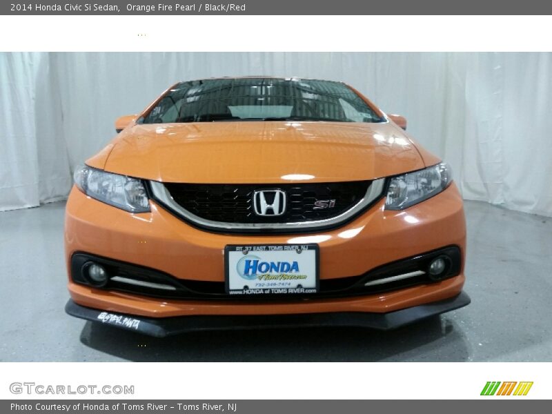 Orange Fire Pearl / Black/Red 2014 Honda Civic Si Sedan