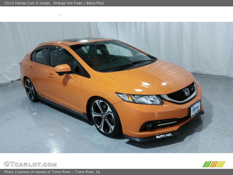 Orange Fire Pearl / Black/Red 2014 Honda Civic Si Sedan