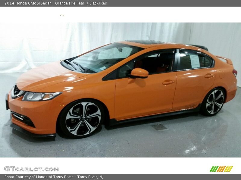 Orange Fire Pearl / Black/Red 2014 Honda Civic Si Sedan