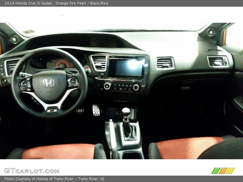 Orange Fire Pearl / Black/Red 2014 Honda Civic Si Sedan