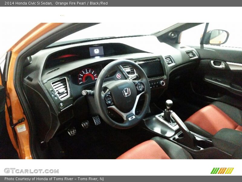 Orange Fire Pearl / Black/Red 2014 Honda Civic Si Sedan