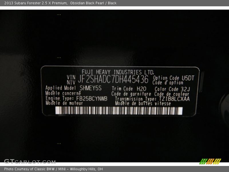 Obsidian Black Pearl / Black 2013 Subaru Forester 2.5 X Premium