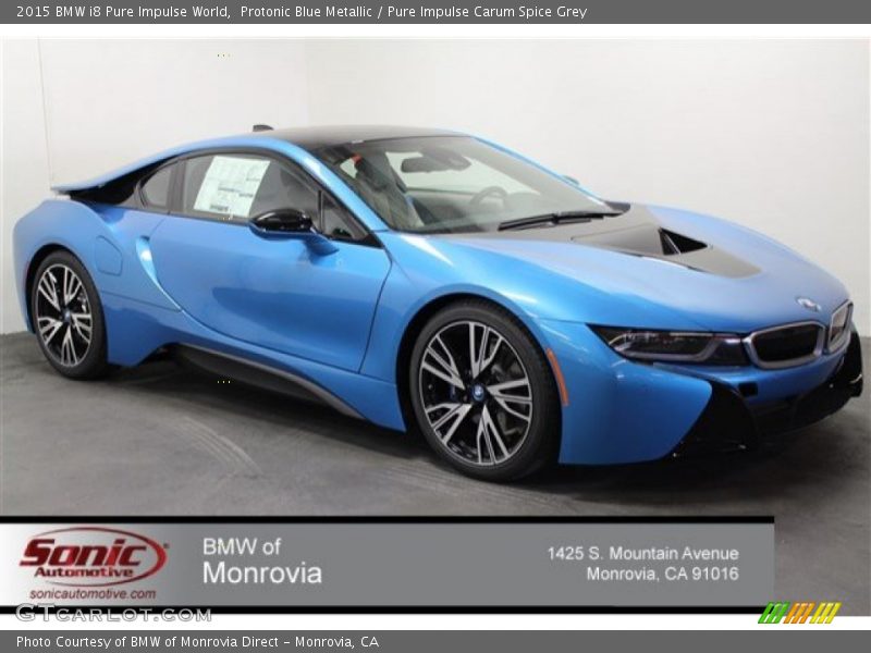 Protonic Blue Metallic / Pure Impulse Carum Spice Grey 2015 BMW i8 Pure Impulse World