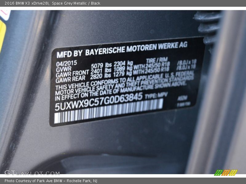Space Grey Metallic / Black 2016 BMW X3 xDrive28i