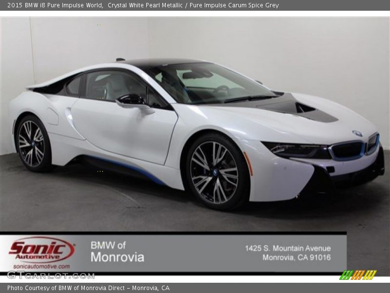 Crystal White Pearl Metallic / Pure Impulse Carum Spice Grey 2015 BMW i8 Pure Impulse World