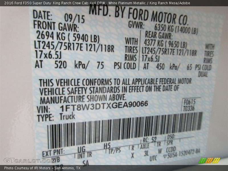 White Platinum Metallic / King Ranch Mesa/Adobe 2016 Ford F350 Super Duty  King Ranch Crew Cab 4x4 DRW