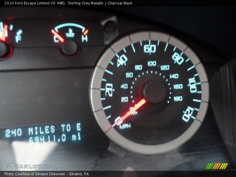 Sterling Grey Metallic / Charcoal Black 2010 Ford Escape Limited V6 4WD