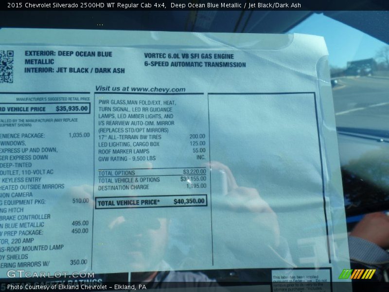  2015 Silverado 2500HD WT Regular Cab 4x4 Window Sticker