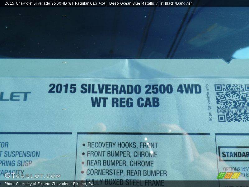 Deep Ocean Blue Metallic / Jet Black/Dark Ash 2015 Chevrolet Silverado 2500HD WT Regular Cab 4x4
