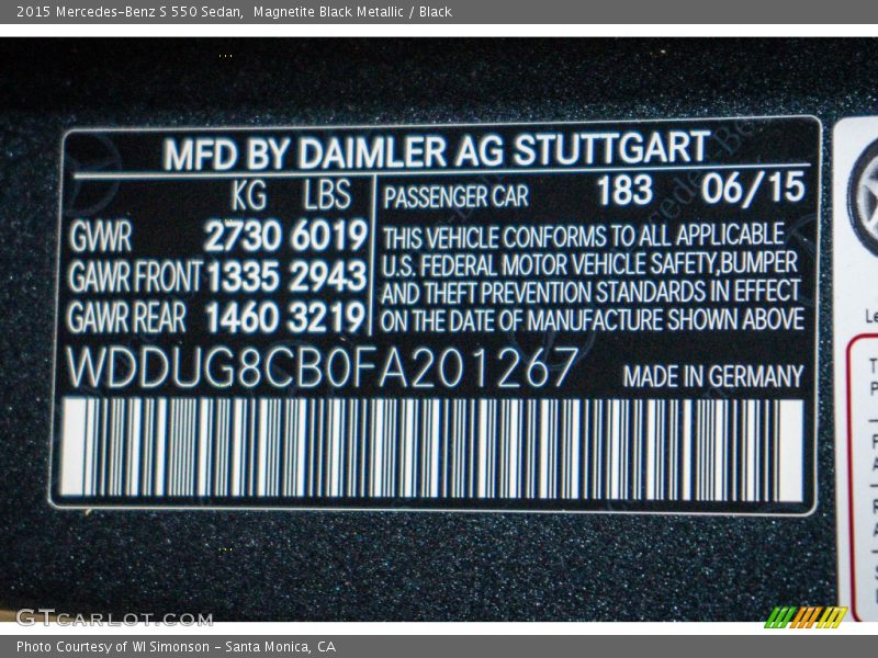 Magnetite Black Metallic / Black 2015 Mercedes-Benz S 550 Sedan