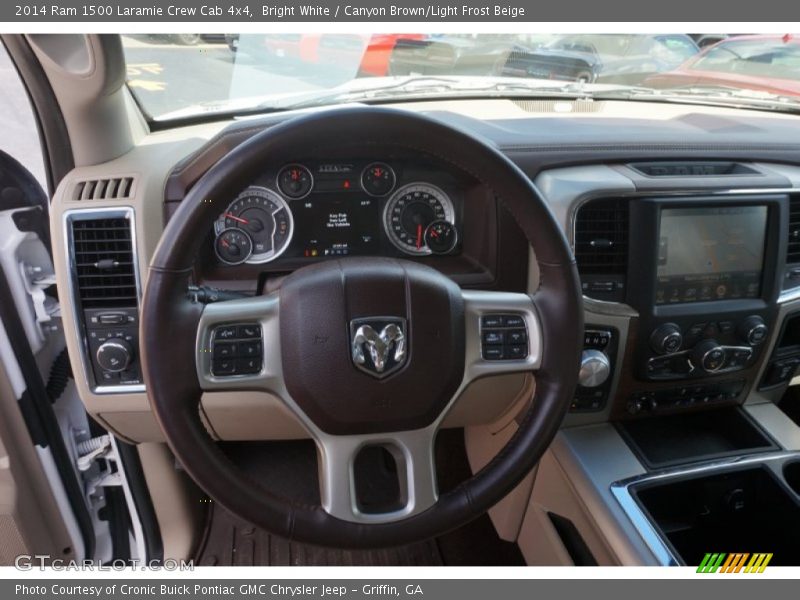 Bright White / Canyon Brown/Light Frost Beige 2014 Ram 1500 Laramie Crew Cab 4x4