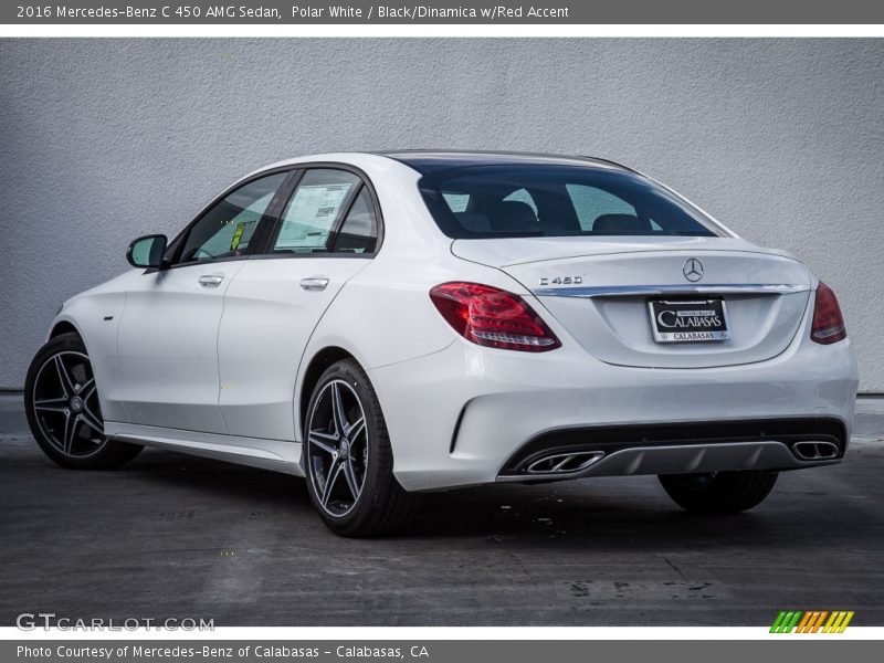 Polar White / Black/Dinamica w/Red Accent 2016 Mercedes-Benz C 450 AMG Sedan