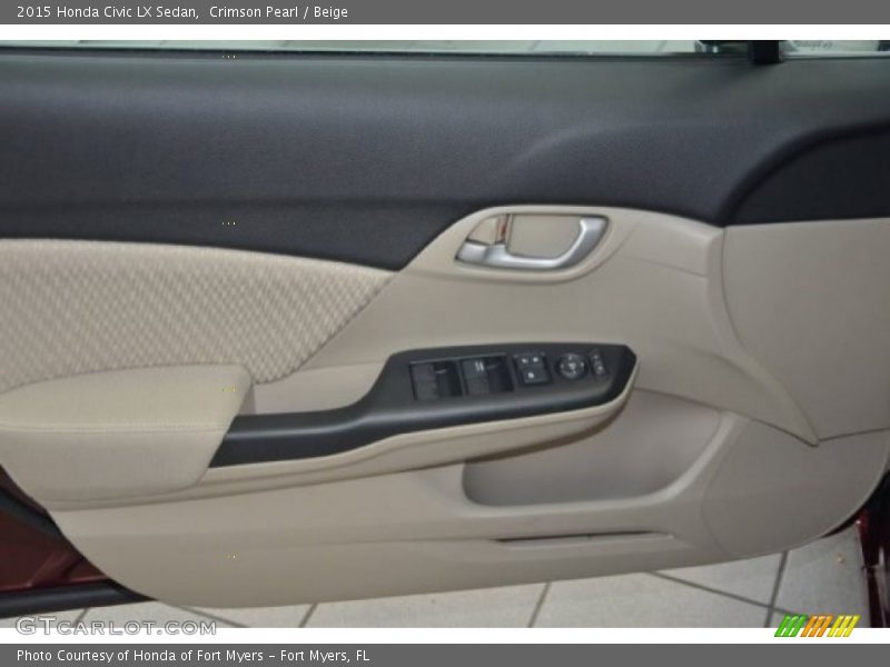 Crimson Pearl / Beige 2015 Honda Civic LX Sedan
