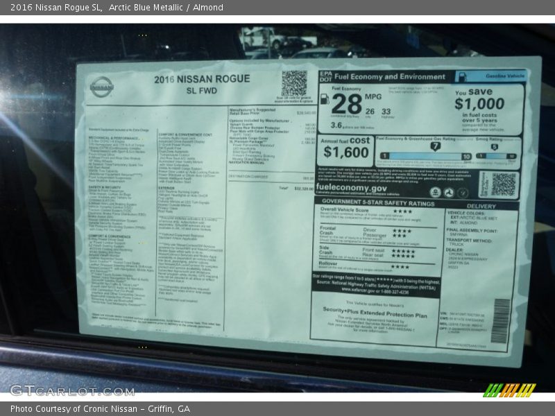  2016 Rogue SL Window Sticker