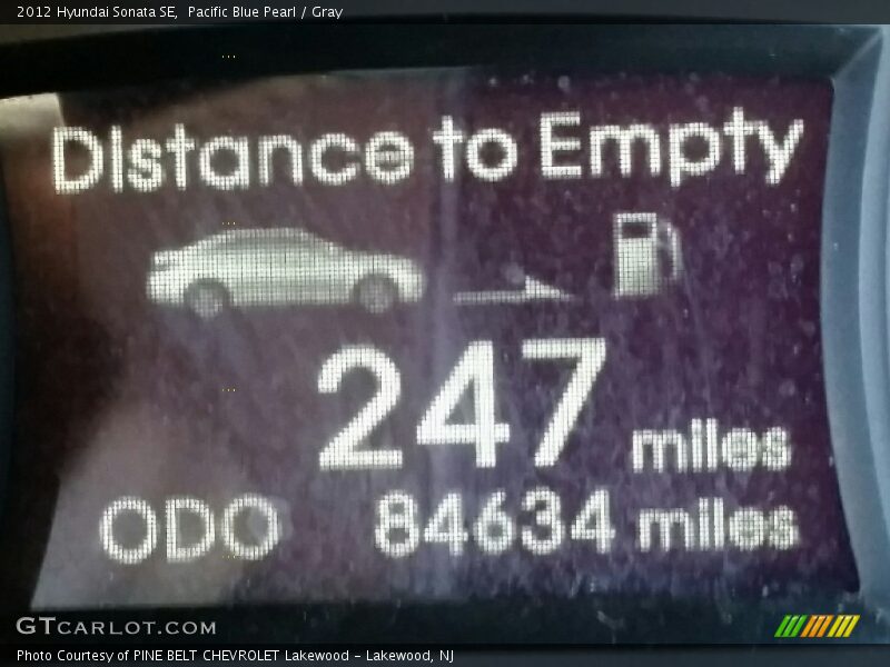 Pacific Blue Pearl / Gray 2012 Hyundai Sonata SE