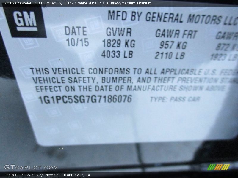 Black Granite Metallic / Jet Black/Medium Titanium 2016 Chevrolet Cruze Limited LS