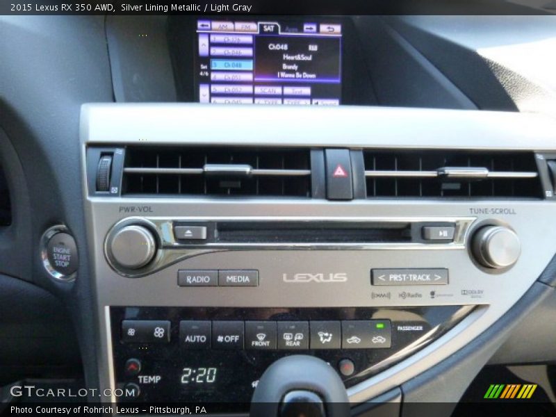 Silver Lining Metallic / Light Gray 2015 Lexus RX 350 AWD