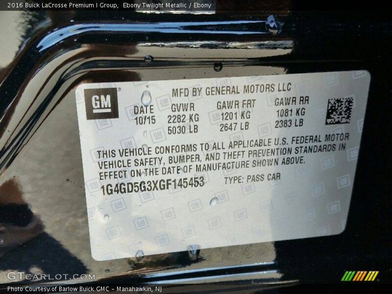 Ebony Twilight Metallic / Ebony 2016 Buick LaCrosse Premium I Group