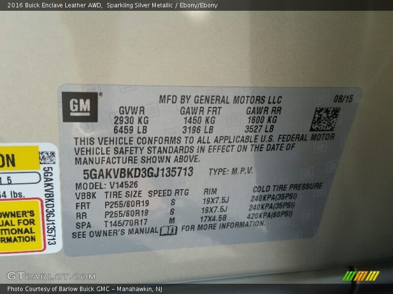 Sparkling Silver Metallic / Ebony/Ebony 2016 Buick Enclave Leather AWD