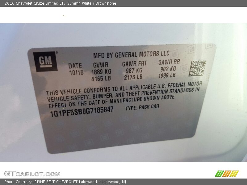 Summit White / Brownstone 2016 Chevrolet Cruze Limited LT