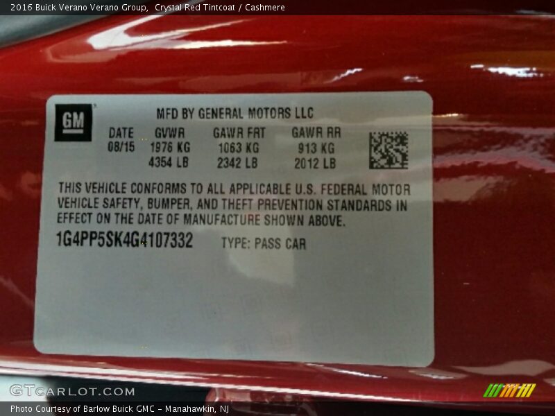 Crystal Red Tintcoat / Cashmere 2016 Buick Verano Verano Group