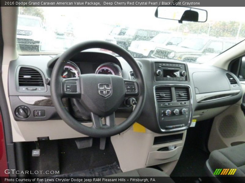 Deep Cherry Red Crystal Pearl / Black/Light Graystone 2016 Dodge Grand Caravan American Value Package