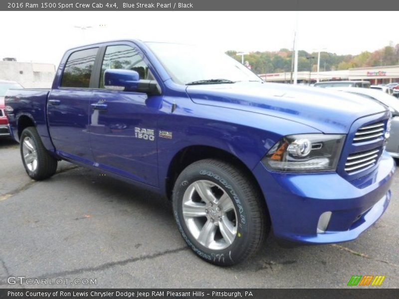 Blue Streak Pearl / Black 2016 Ram 1500 Sport Crew Cab 4x4