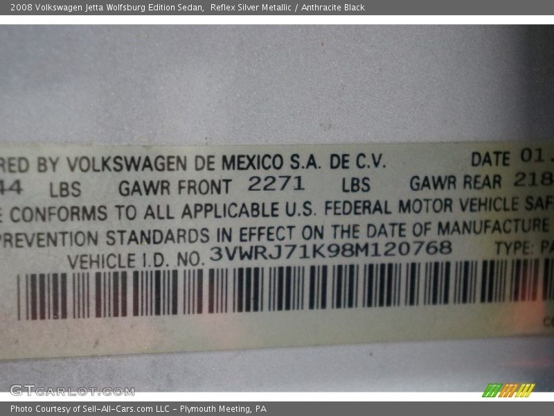 Reflex Silver Metallic / Anthracite Black 2008 Volkswagen Jetta Wolfsburg Edition Sedan