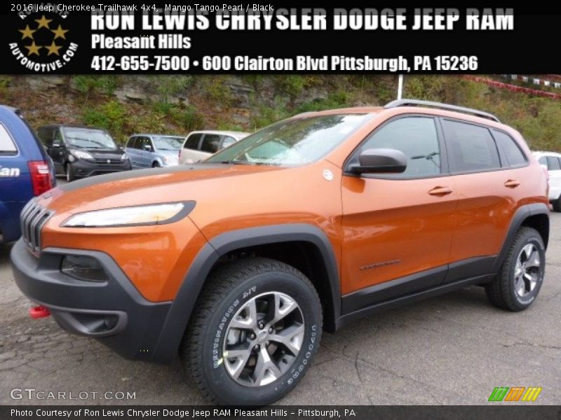 Mango Tango Pearl / Black 2016 Jeep Cherokee Trailhawk 4x4