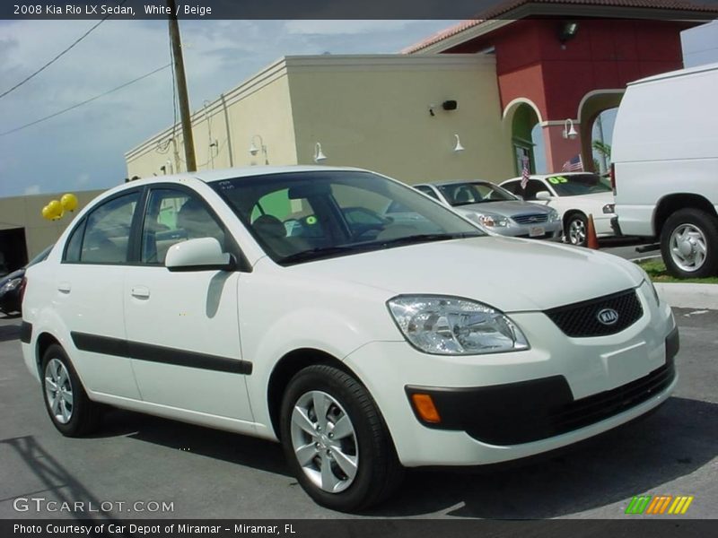 White / Beige 2008 Kia Rio LX Sedan