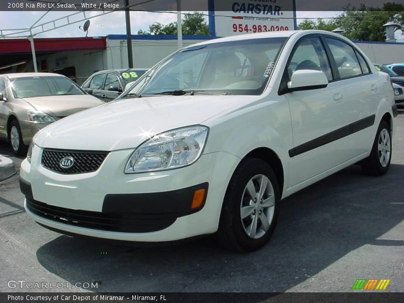 White / Beige 2008 Kia Rio LX Sedan