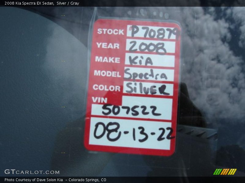 Silver / Gray 2008 Kia Spectra EX Sedan