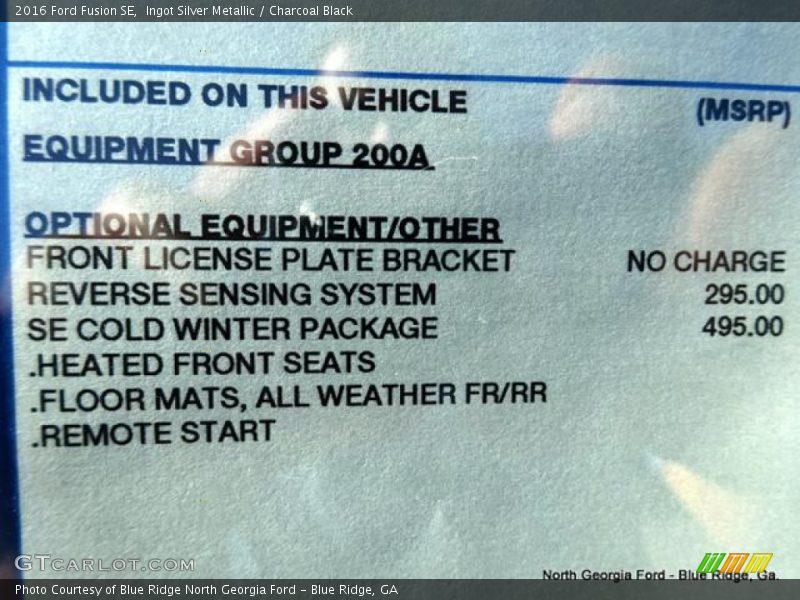 Ingot Silver Metallic / Charcoal Black 2016 Ford Fusion SE