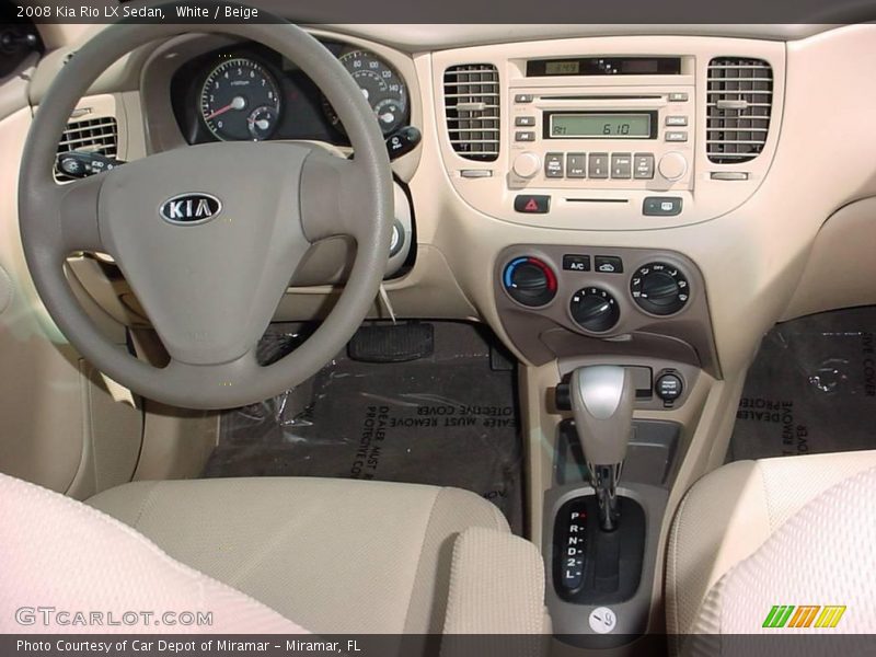White / Beige 2008 Kia Rio LX Sedan