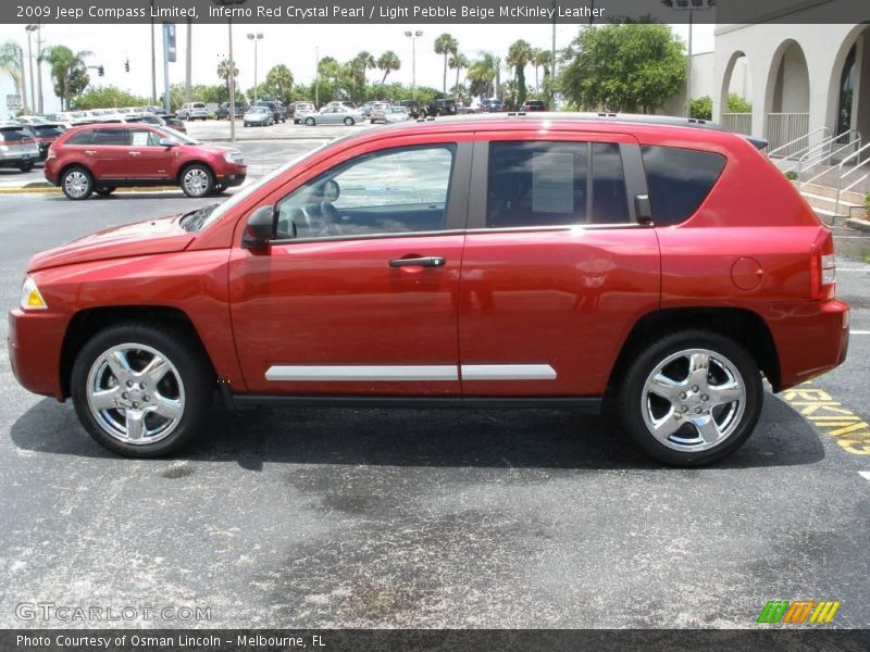 Inferno Red Crystal Pearl / Light Pebble Beige McKinley Leather 2009 Jeep Compass Limited