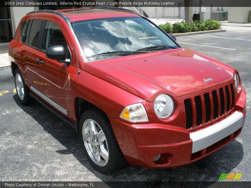 Inferno Red Crystal Pearl / Light Pebble Beige McKinley Leather 2009 Jeep Compass Limited