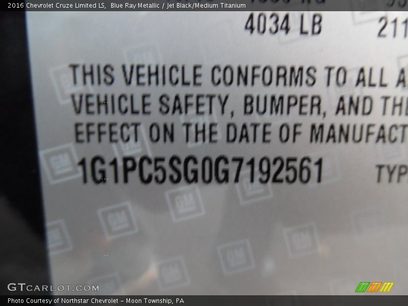 Blue Ray Metallic / Jet Black/Medium Titanium 2016 Chevrolet Cruze Limited LS