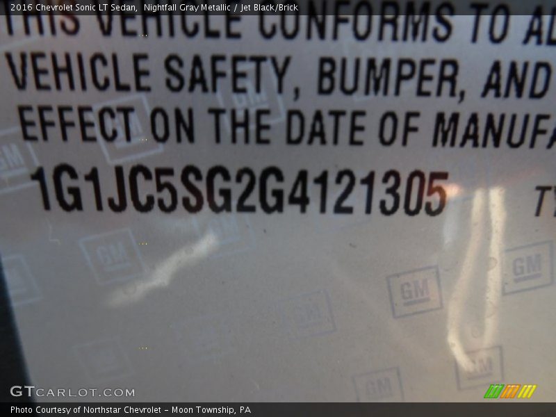 Nightfall Gray Metallic / Jet Black/Brick 2016 Chevrolet Sonic LT Sedan