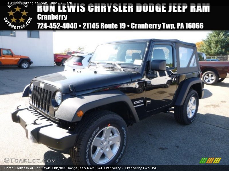 Black / Black 2016 Jeep Wrangler Sport