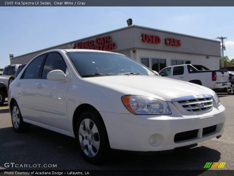 Clear White / Gray 2005 Kia Spectra LX Sedan
