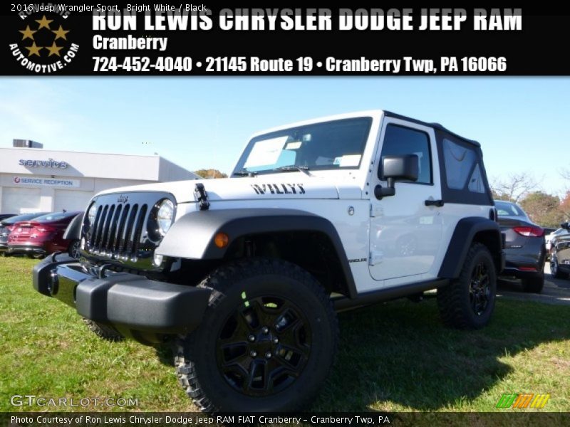 Bright White / Black 2016 Jeep Wrangler Sport