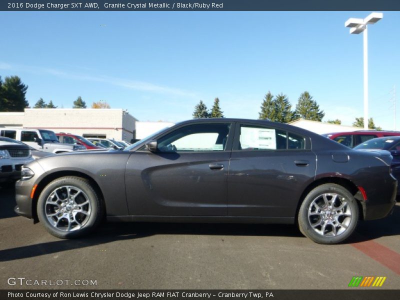 Granite Crystal Metallic / Black/Ruby Red 2016 Dodge Charger SXT AWD