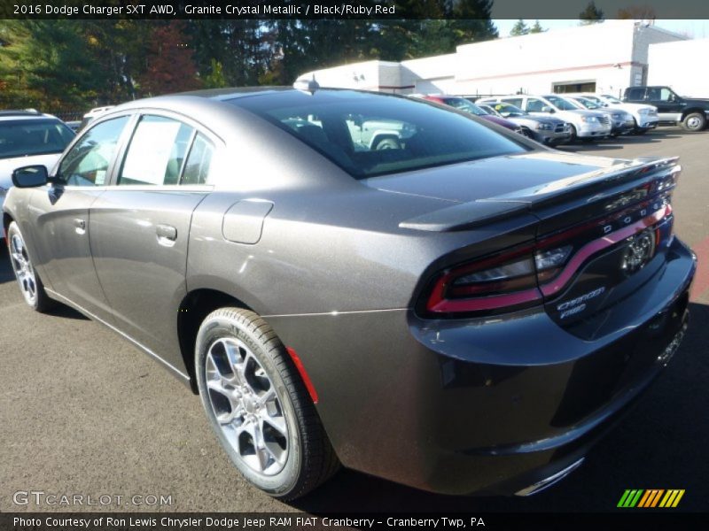 Granite Crystal Metallic / Black/Ruby Red 2016 Dodge Charger SXT AWD